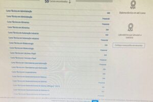 Listagem de Cursos do SENAI